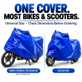 Waterproof Bike & Scooter Cover | Heavy Duty Cross Laminated Blue | UV, Dust & Rain Protection | Universal Full Body Motorbike/Scooty Cover. 