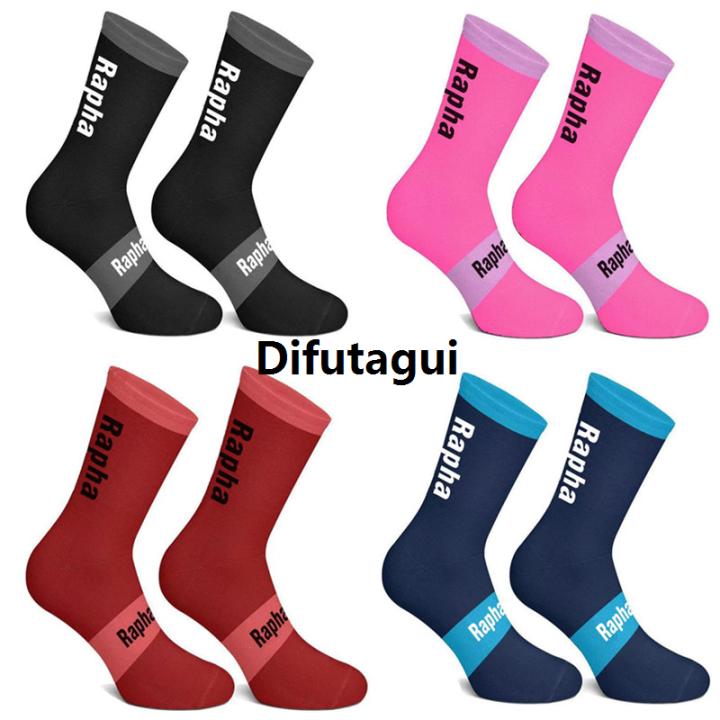 Difutagui%202021%20New%20Rapha%204%20Color%20Stripe%20Cycling%20Socks%20Men%20and%20New%20Women%20Wearproof%20Road%20Bike%20Compression%20Socks%20Pink%20-%20Image%202