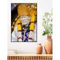 12x18 inches Sai Baba Photo With Plywood Framing Ideal For Home & Office Use. 