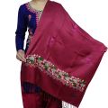 Cashmere Embroidered Acrylic Pashmina Shawl For Women - Maroon. 