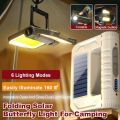 Rechargeable Multifunctional Emergency Light Foldable Rainproof Camping Lantern Solar Powered 5 Lighting Modes Solar Lighting Lamp Household Power Outage. 