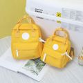 Portable Solid Color Parent-Child Backpack Canvas Zipper Mommy Bag Adjustable School Bag Women. 