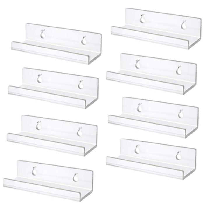 8 Piece Clear Vinyl Record Shelf Wall Mount Acrylic Album Record Holder Display Vinyl Record Shelf Stand