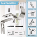 3Piece Silver Curtain Rod Brackets Heavy Duty Curtain Rod Holders Curtain Rods No Drilling for 1 Inch Rod with Installation Screws. 