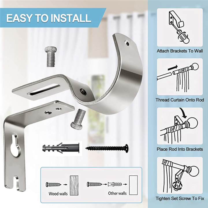 3Piece%20Silver%20Curtain%20Rod%20Brackets%20Heavy%20Duty%20Curtain%20Rod%20Holders%20Curtain%20Rods%20No%20Drilling%20for%201%20Inch%20Rod%20with%20Installation%20Screws%20-%20Image%205