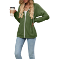 Women Casual Full Zip Up Hoodie Comfy Loose Long Sleeve Sweatshirt Solid Color Jacket with Pockets. 