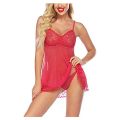 Fancyra Women Spandex Lace Floral Above Knee Nightwear Baby Doll With G String Panty Free Size. 