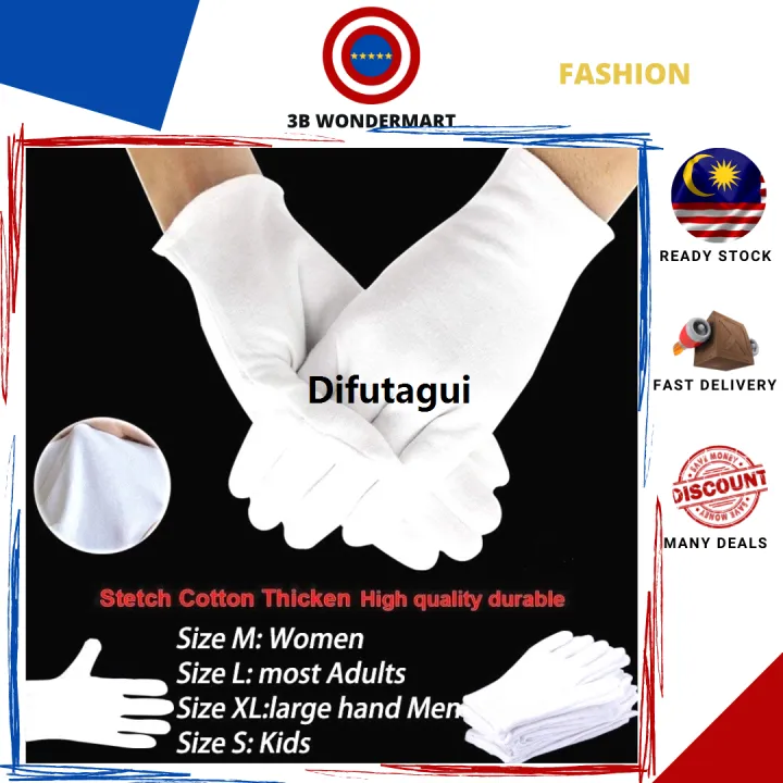 Difutagui%201%20Pair%20White%20Hand%20Glove%20Cotton%20Sarung%20Tangan%20Cotton%20Bargain%20price%20for%20Work%20Beauty%20Fashion%20Costume%20Jewelry%20Eczema%20-%20Image%202