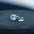 1 Piece Shining Pure Silver Stud Earrings for Men, Boys, Women, and Girls with Clear Round Stone, Timeless and Elegant Design. 