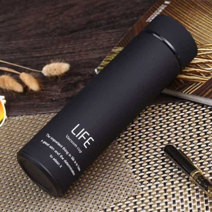 Thermos Double Wall Vacuum Insulated Stainless Steel Water Bottle Travel (Black)