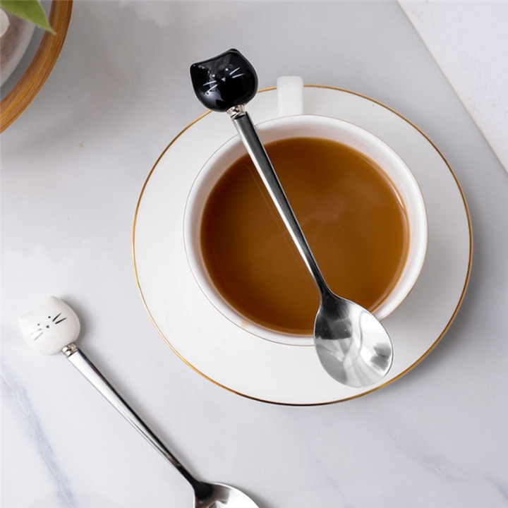 Cute%20Cats%20Coffee%20Spoon%20and%20Fork%20Set,%20Ceramic%20Stainless%20Steel%20Cats%20Dessert%20Spoon%20Drink%20Spoons%20Fruit%20Fork%20Easy%20to%20Use%2014.5cm%20-%20Image%206