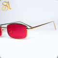 Fashion Small Retro Shades Rectangle Sunglasses for women with sunglasses bag. 