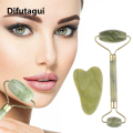 Difutagui 2025 New Roller and Gua Sha Tools by Natural Jade Scraper Massager with Stones for Face. 