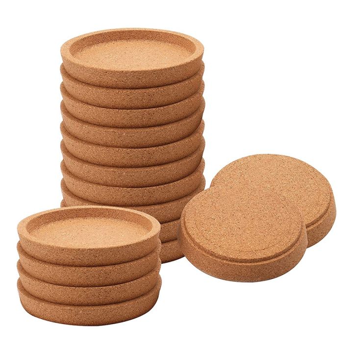 NAMUNY 16 Pack Cork Coasters, 4 Inch Absorbent Heat Resistant Round Cork Coasters for Most Kind of Mugs in Office or Home