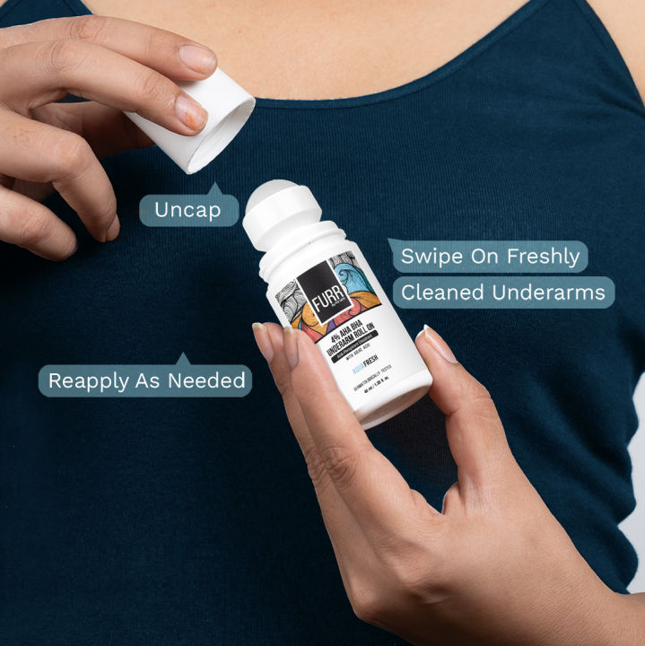 FURR%204%25%20AHA%20BHA%20Underarm%20Roll%20On%20with%20Kojic%20Acid%20%7C%20Long-Lasting%20FreshAqua%20Fragrance%20%7C%20Helps%20Reduce%20Pigmentation,%20Prevents%20Body%20Odour%20&%20Brightens%20Skin%20%7C%20Dermatologically%20Tested%20%7C%20Antiperspirant%20%7C%2040ml%20-%20Image%203