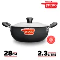 Presto Black Hard Anodized Karhai/Kadhai/Kadai/Karai 280mm with Stainless Steel Lid - Induction Compatible. 