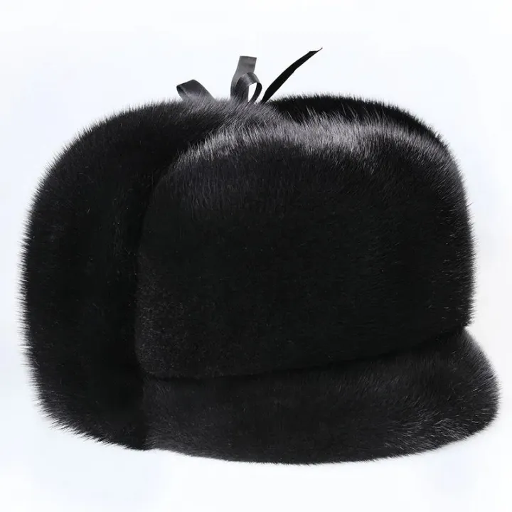 Russian%20Motorcycle%20Black%20Men's%20Aviator%20Mink%20True%20Thickened%20Winter%20Cap/Brown%20Label%20Senior%20Ears%20Warm%20Hat%20Style%20Mink%20Hat%20-%20Image%203