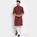 Maroon Solid Kurta Pajama Set For Men - Maroon | Fashion | Kurtha For Men | Pajamas Set For Men | Men'S Wear. 