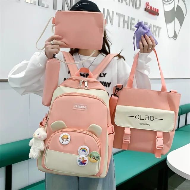 4 In 1 Bagpack Set School College Bag For Women