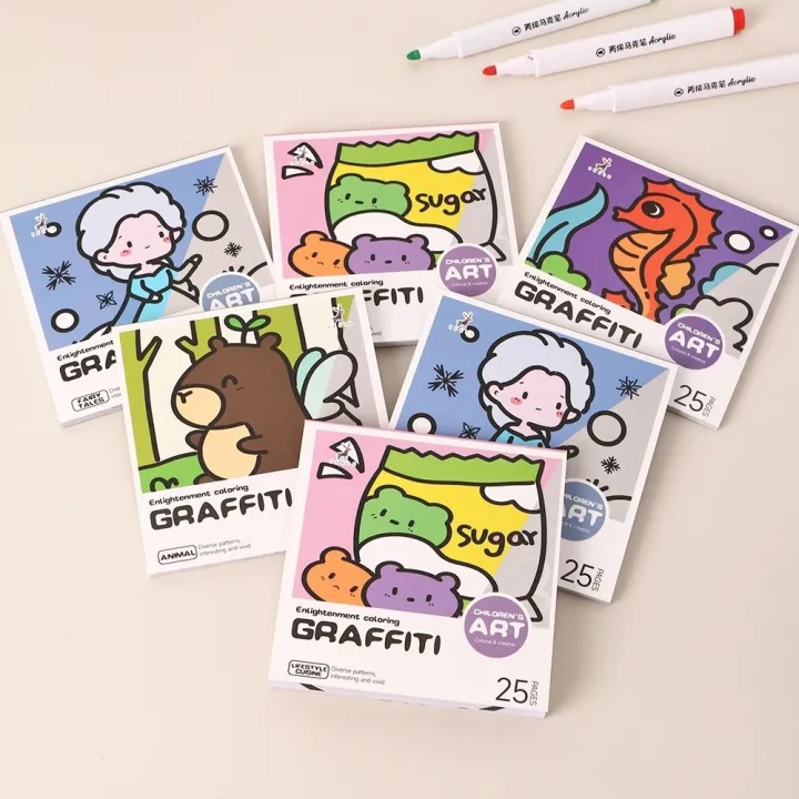 DIY%20Mini%20Cartoon%20Coloring%20Book%20Portable%20Note%20Coloring%20Watercolor%20Coloring%20Book%2025Sheets%20Doodle%20Books%20Children's%20Art%20-%20Image%204