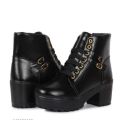 Stylish Casual Women's Heel Boots – Synthetic Leather, Rubber Sole, Winter Boots in Multiple Sizes. 