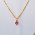 Gold Plated Ruby Pendant Design Chain Necklace For Women. 