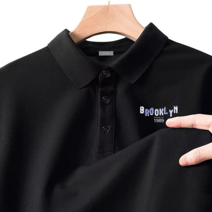 Short%20sleeve%20T-shirt%20men's%20summer%20Paul%20lapel%20polo%20shirt%20business%20Chinese%20trendy%20brand%20summer%20pique%20cotton%20black%20top%20-%20Image%203