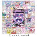 51 Sanrio poster stickers, cartoons, cute puddings, dogs, coo cards, decorative stationery, mobile phone cases, small mochi stickers. 