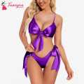 Fancyra Sexy Lingerie Satin Bra Panty Bikini Swimwear Set For Women. 