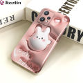 Jizetin for Realme 9 Pro / OnePlus Nord CE 2 Lite 5G Back Cover Cute Rabbit Luxury Slim Hard Crashproof Mobile Phone Case. 