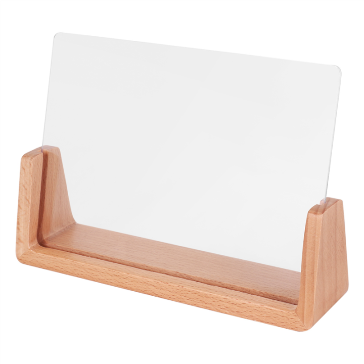 U-Shaped Acrylic Photo Frame Solid Wood Home Desk Decoration for Office/Bedroom/Living Room/Cafe
