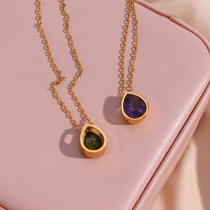 basic%20luxury%20pink%20purple%20white%20green%C2%A0teardrop%20stone%20crystal%20pendant%20necklace%20jewelry%20gift%C2%A0%20stainless%20steel%20necklaces%20for%20women%20-%20Image%203