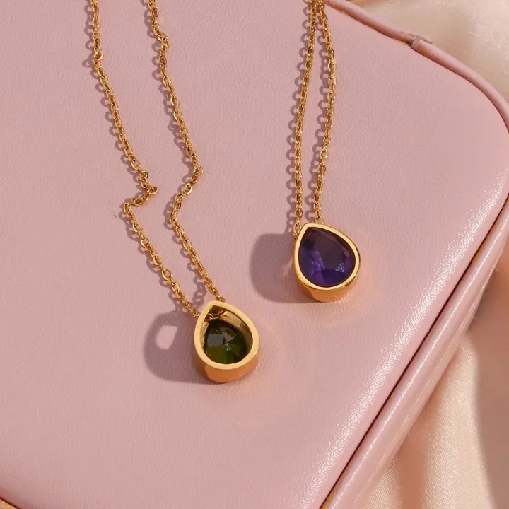 basic%20luxury%20pink%20purple%20white%20green%C2%A0teardrop%20stone%20crystal%20pendant%20necklace%20jewelry%20gift%C2%A0%20stainless%20steel%20necklaces%20for%20women%20-%20Image%203