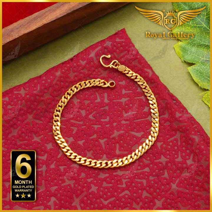Royal Gallery Gold Plated Miami Cuban Bracelet Albert With Free Gift Box