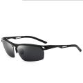 Sporty Black Police Sunglasses with Polarized Lenses and Aluminum Alloy Frame. 