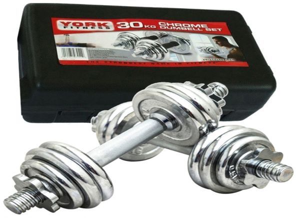 Spn'S%20York%2030%20Kg%20Adjustable%20Chrome%20Dumbbell%20Set%20With%20Barbell%20Connector%20-%20Image%202