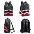 High Quality Large Capacity Sprayground Back Packs PU Black Laptop Backpack Shark Classic Pu Fabric Backpack All. 