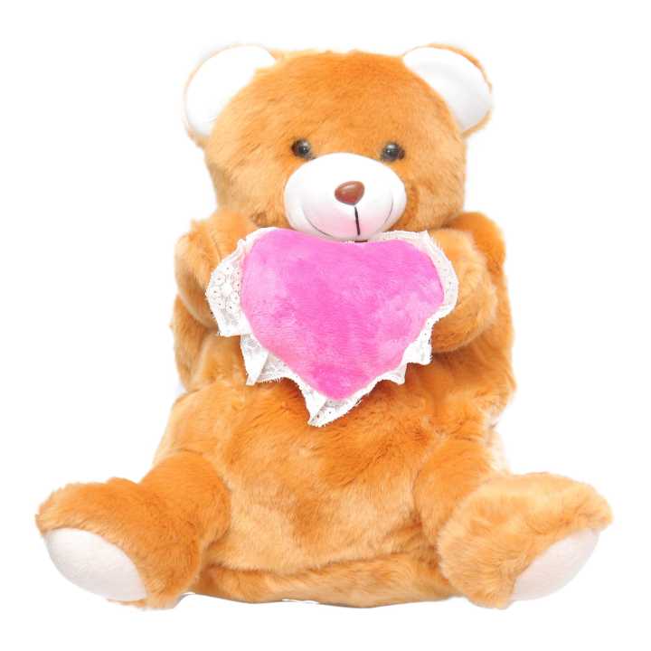 Yellow Color Velvet Teddy Bear Face Baby School Bag 16"