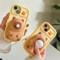 Cute Cartoon Capybara Squishies Phone Case For iPhone 15 13 14 12 11 Pro Max Blowing Bubble Lens Protection Soft Silicone Cover. 