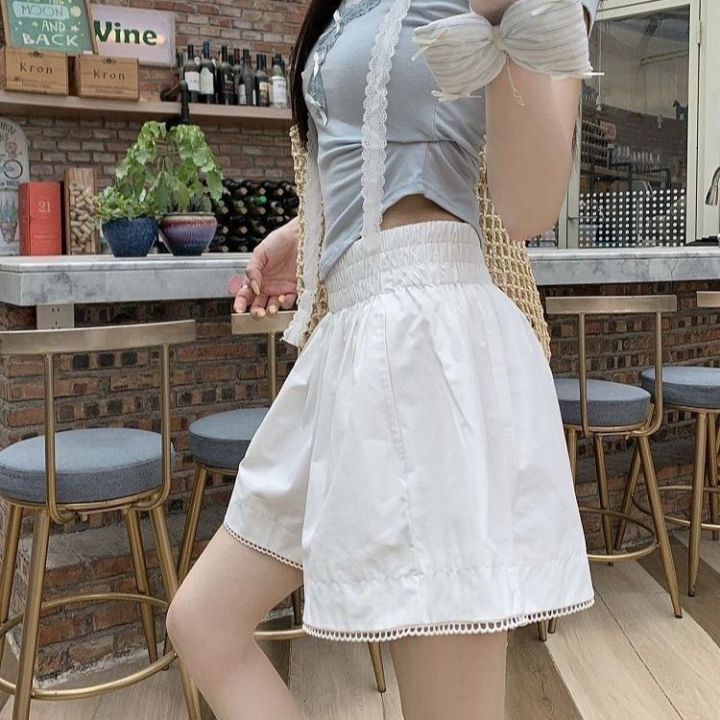 Elastic%20Waist%20Lace%20Shorts%20for%20Women%20Summer%20New%20High%20Waist%20Slimming%20Wide%20Leg%20Pants%20Korean%20Style%20Casual%20Skirt%20Pants%20-%20Image%206