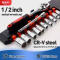 12PCS Heavy Ratchet Socket Wrench Set With Cr v Heavy Duty. 