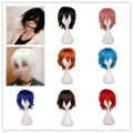 QQXCAIW Male Wig Black White Purple blonde Red Short Hair Cosplay Anime Costume Halloween Wigs Synthetic Hair With Bangs For Men. 