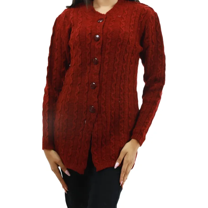 Cardigan%20for%20Women%20%E2%80%93%20Maroon%20Woolen%20V-Neck%20Full%20Sleeve%20Front%20Button%20Sweater%20with%20Cable%20Knit%20Design%20%7C%20Trendy%20Winter%20Wear%20-%20Image%204