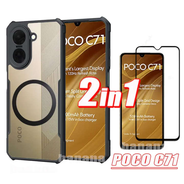 Poco%20C71%20Magnetic%20Sticker%20Shockproof%20Clear%20Phone%20Case%20for%20Poco%20C61%20C65%20C75%20Anti%20Blue%20Light%20Ray%20Tempered%20Glass%20-%20Image%202