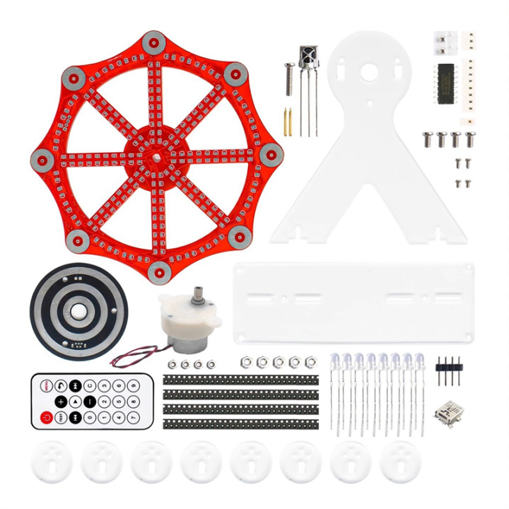 OUMERY DIY Electronic Kit LED Rotating Skyscraper Wheel Flashing ...
