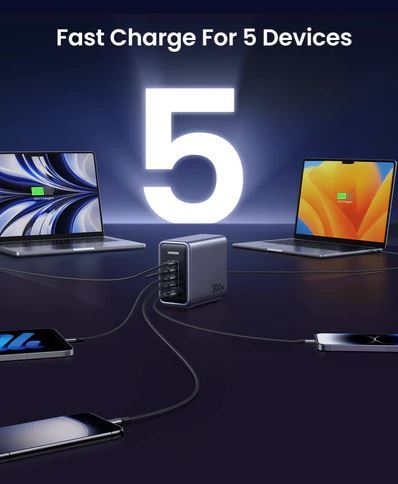 Ugreen%20Nexode%20300W%20USB%20C%20GaN%20Charger-5%20Ports%20Desktop%20Charger%20-%20Image%203