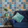 Artsy Home Elegant Basilicato Pattern Cement Tile Wall Stickers, Vibrant Floral/Mosaic Design, 48pcs 10cm x 10cm. 