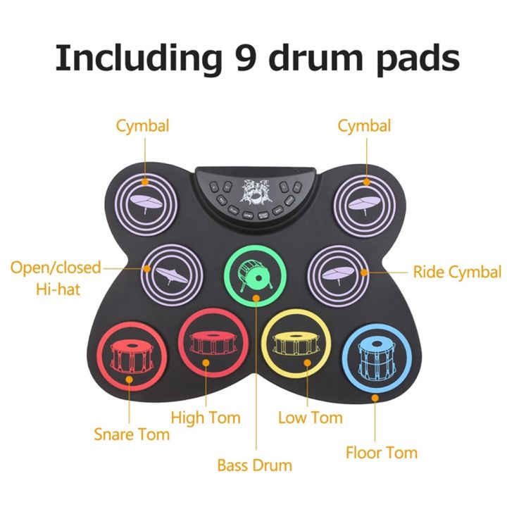 NAMUNY%20Electric%20Drum%20Set,%209%20Pads%20Silicon%20Foldable%20Electronic%20Drum%20with%20Headphone%20Jack,Build%20in%20Speaker%20,Foot%20Pedals,Drum%20Sticks%20-%20Image%208