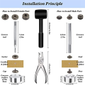 Leather Snap Fasteners Kit, 120 Set Metal Snap Buttons Press Studs with 6 Setting Tools, for Clothes. 