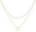 1 Pcs Golden Double Layer Choker Necklace For Women - Golden Beads & Circle Double Layer Choker Necklace For Casual, Professional & Partywear - Best Gift ever For Women, Girls, Teens & Kids. 